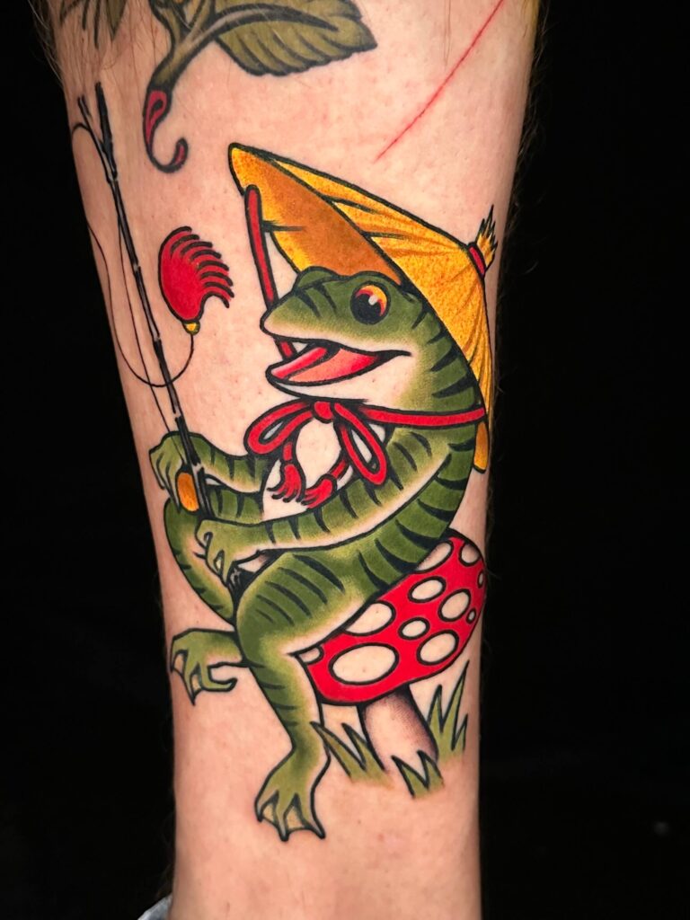 Japanese traditional tattoo of frog or kaeru symbolism