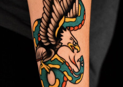 American traditional eagle and snake tattoo
